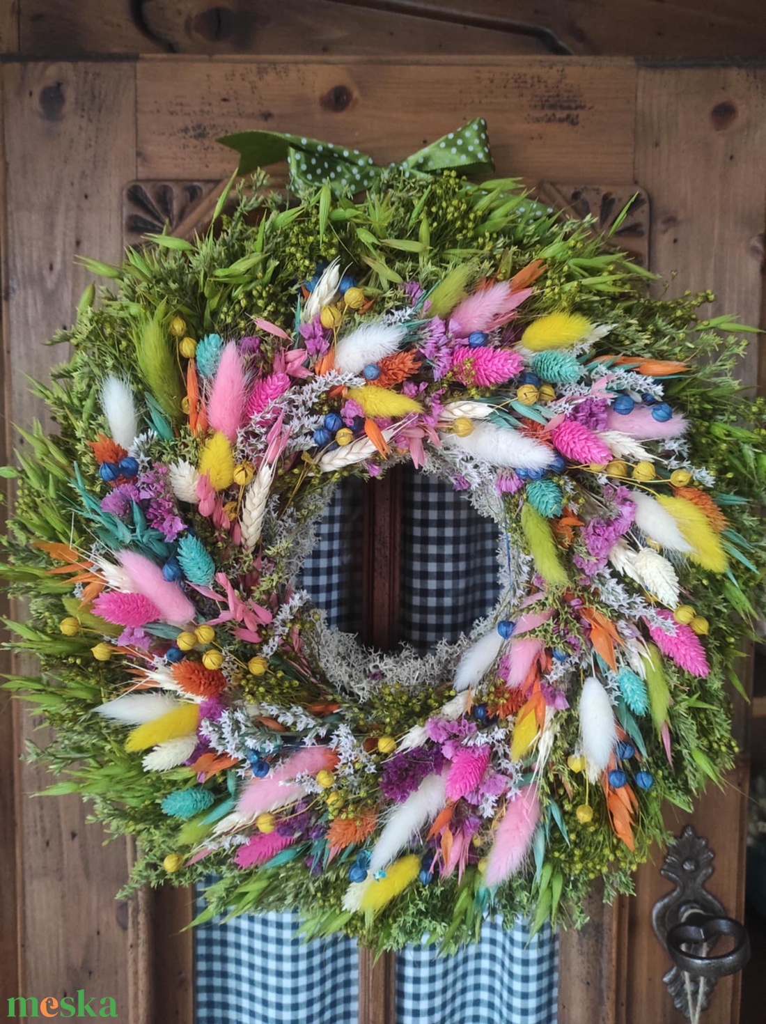 Szárazvirág koszorú,ajtódísz(színes) - otthon & életmód - dekoráció - ajtó- és ablak dekoráció - ajtódísz & kopogtató - Meska.hu