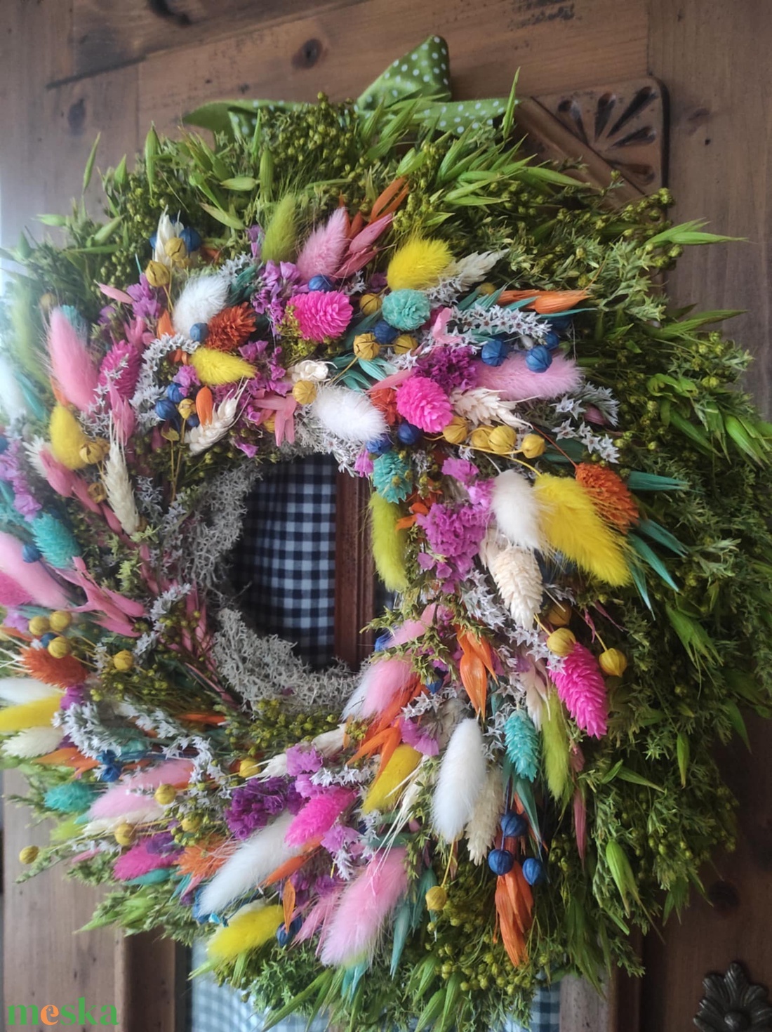 Szárazvirág koszorú,ajtódísz(színes) - otthon & életmód - dekoráció - ajtó- és ablak dekoráció - ajtódísz & kopogtató - Meska.hu