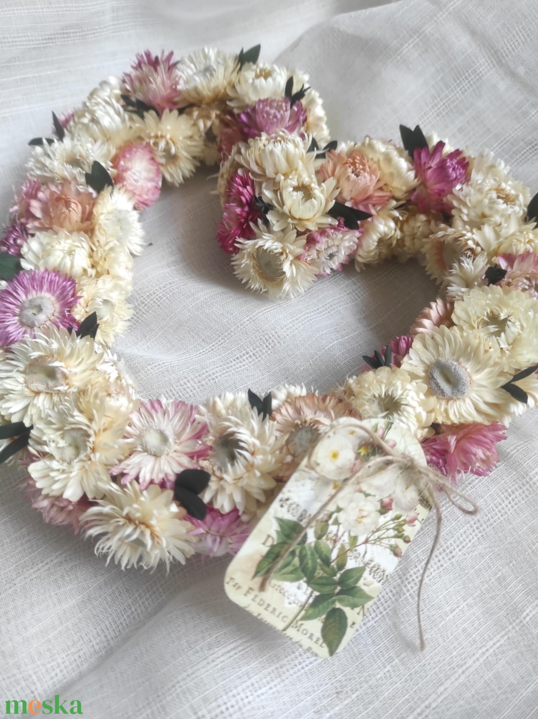 Szívkoszorú,ajtódísz(szárazvirág) - otthon & életmód - dekoráció - ajtó- és ablak dekoráció - ajtódísz & kopogtató - Meska.hu