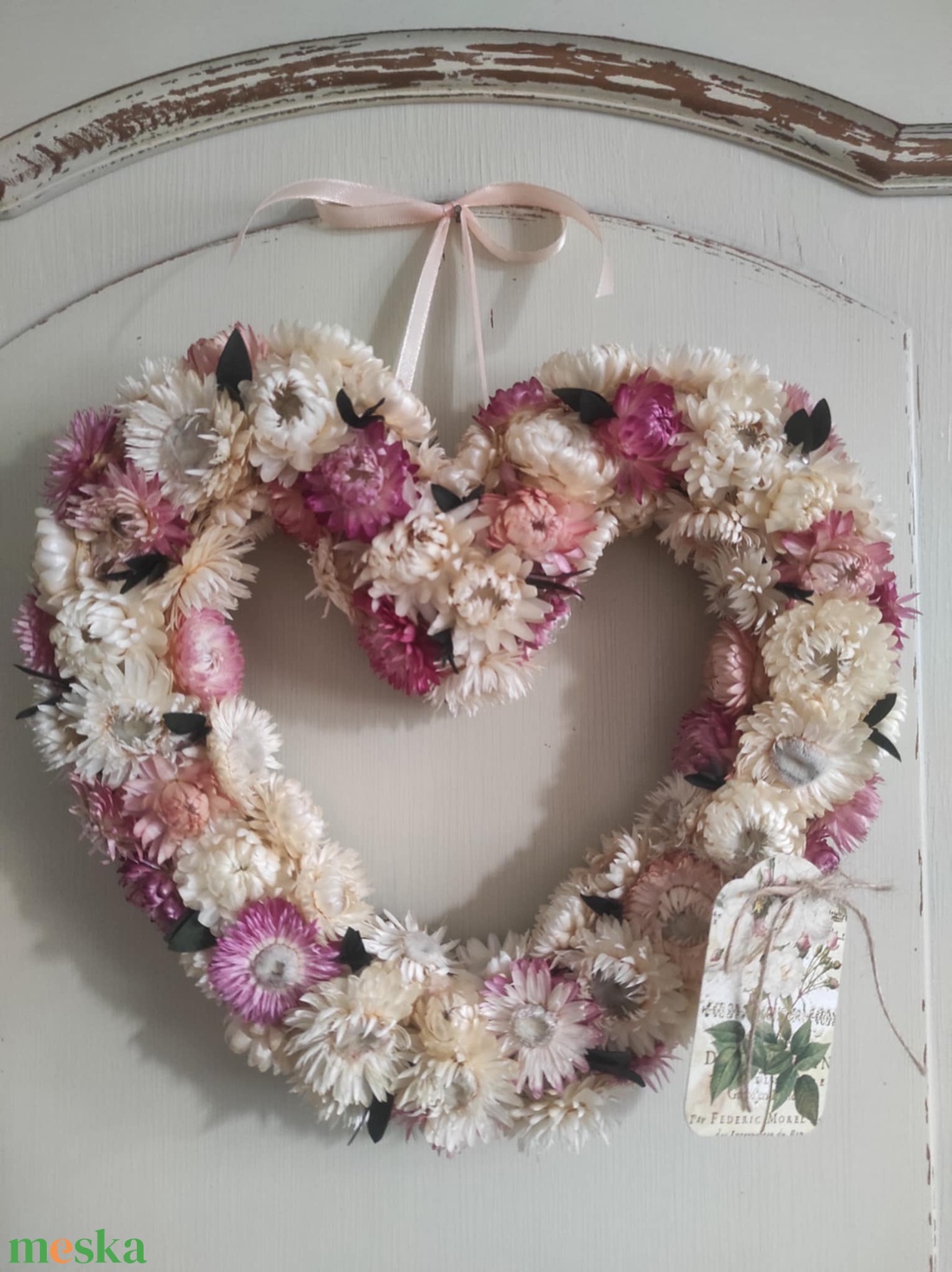 Szívkoszorú,ajtódísz(szárazvirág) - otthon & életmód - dekoráció - ajtó- és ablak dekoráció - ajtódísz & kopogtató - Meska.hu