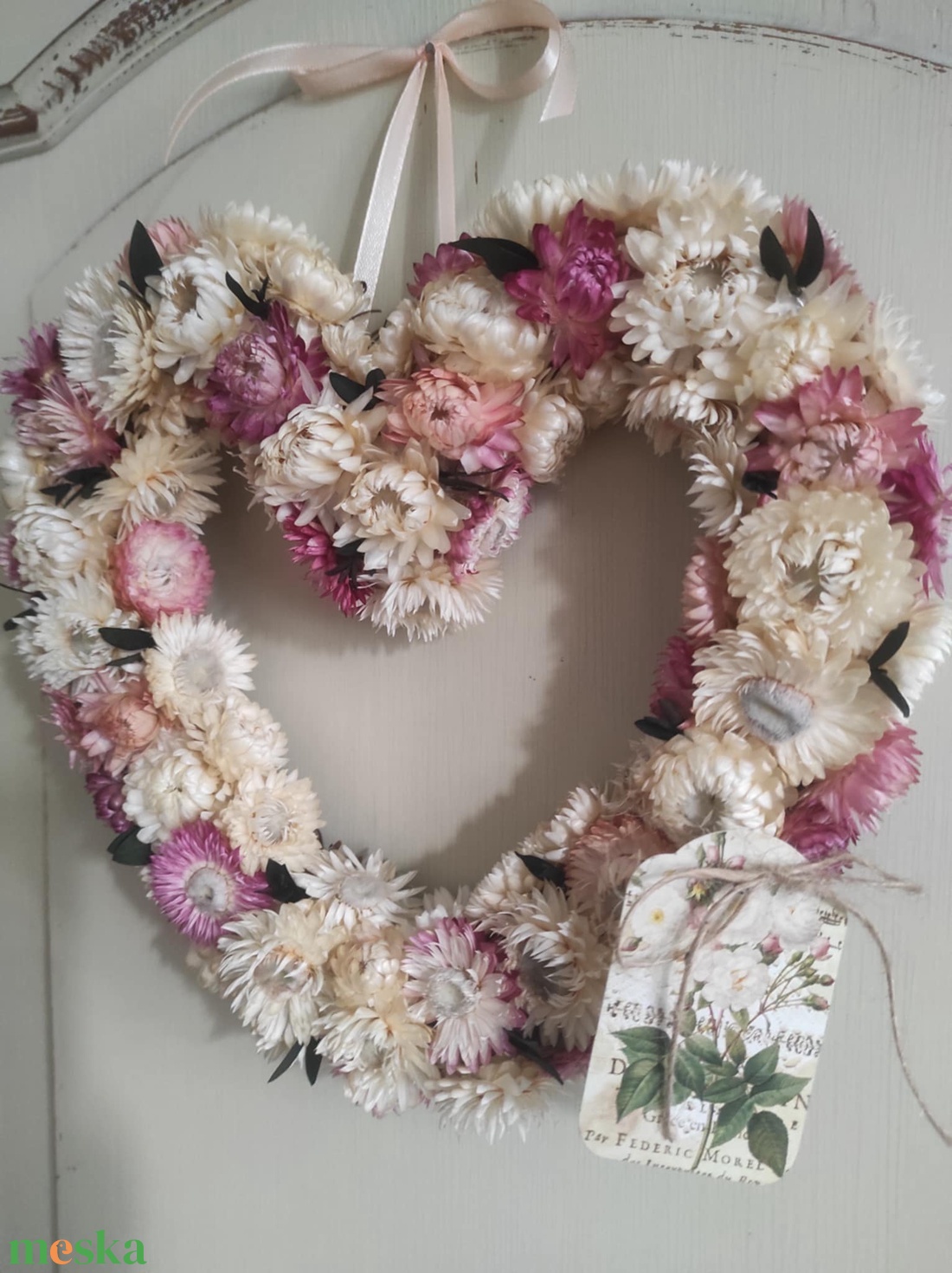 Szívkoszorú,ajtódísz(szárazvirág) - otthon & életmód - dekoráció - ajtó- és ablak dekoráció - ajtódísz & kopogtató - Meska.hu