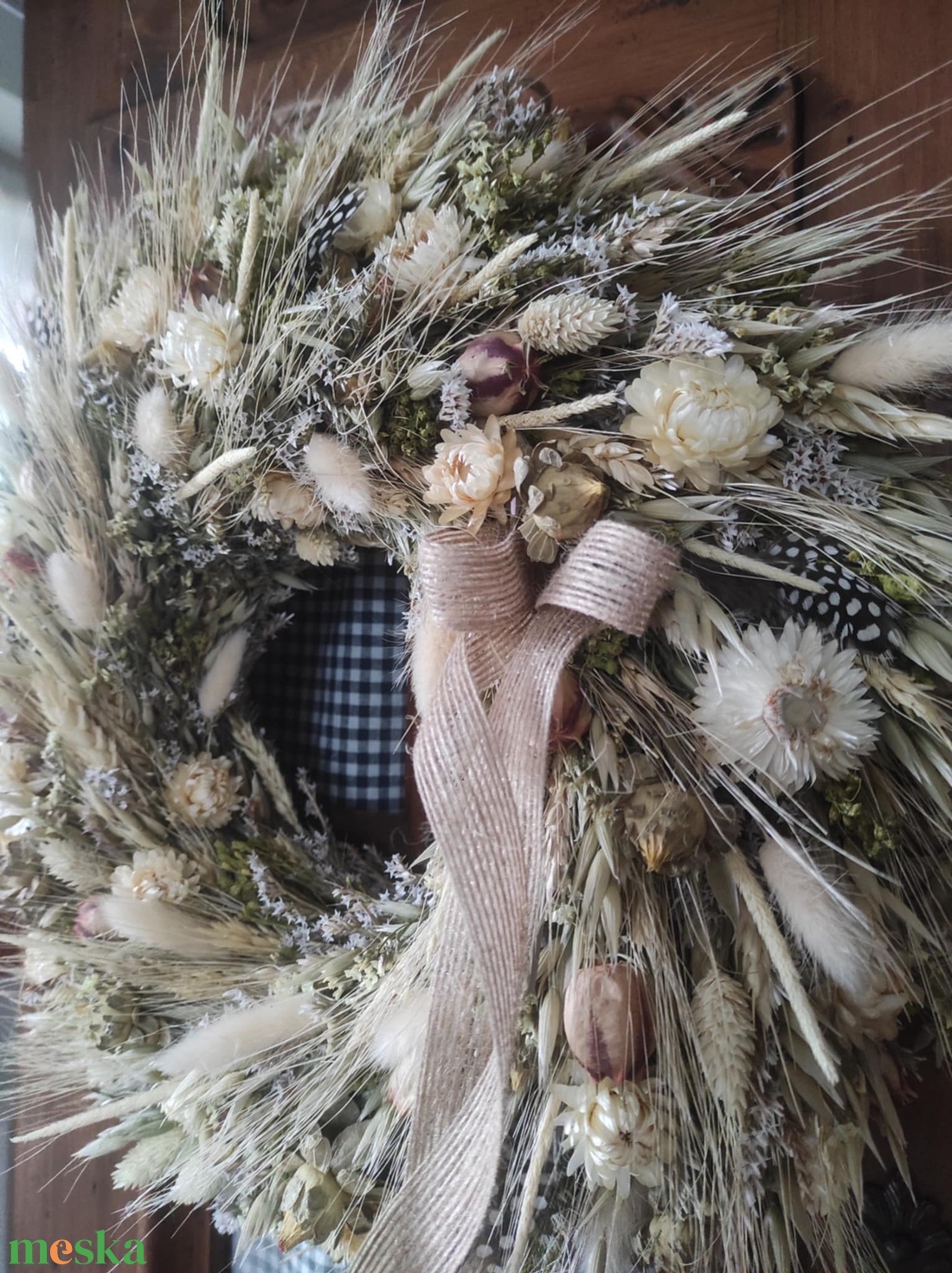 Natúr szárazvirág koszorú,ajtódísz - otthon & életmód - dekoráció - ajtó- és ablak dekoráció - ajtódísz & kopogtató - Meska.hu