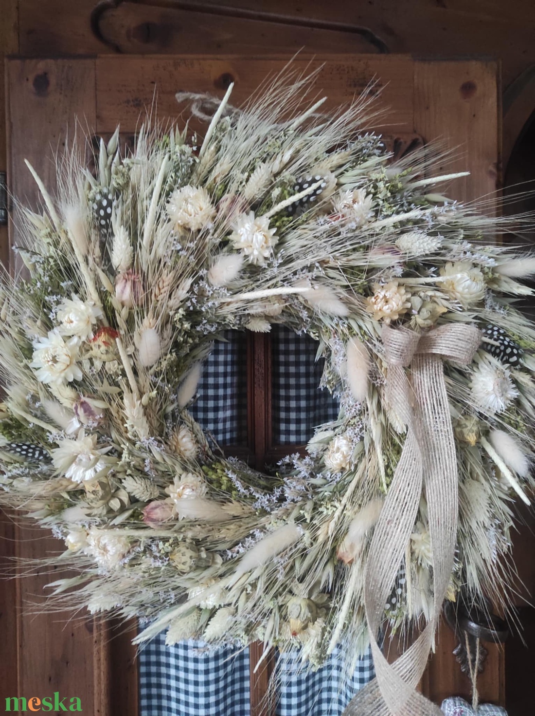 Natúr szárazvirág koszorú,ajtódísz - otthon & életmód - dekoráció - ajtó- és ablak dekoráció - ajtódísz & kopogtató - Meska.hu