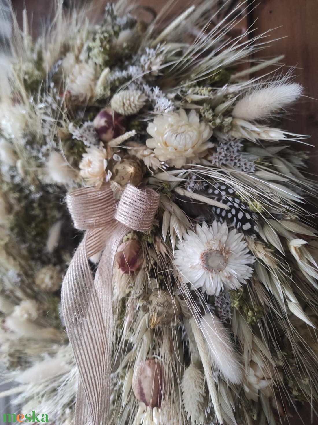 Natúr szárazvirág koszorú,ajtódísz - otthon & életmód - dekoráció - ajtó- és ablak dekoráció - ajtódísz & kopogtató - Meska.hu