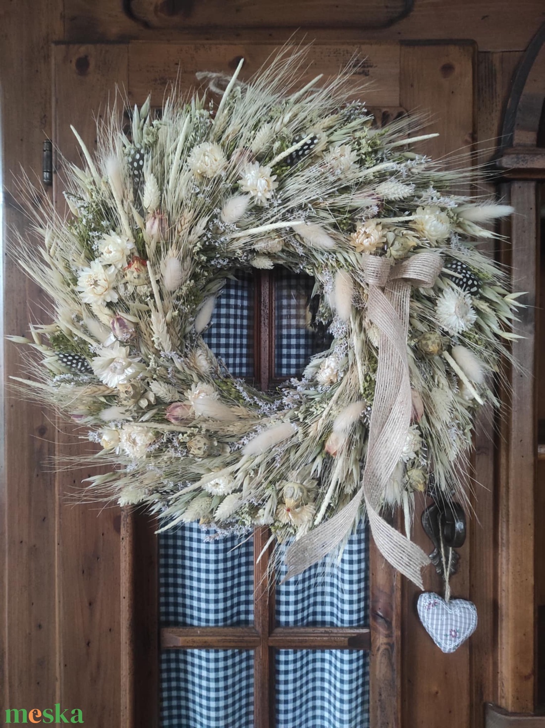 Natúr szárazvirág koszorú,ajtódísz - otthon & életmód - dekoráció - ajtó- és ablak dekoráció - ajtódísz & kopogtató - Meska.hu