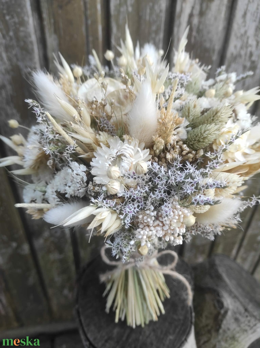 Szárazvirág csokor(bézs) - otthon & életmód - virágdekoráció - virágok - virágcsokor - Meska.hu