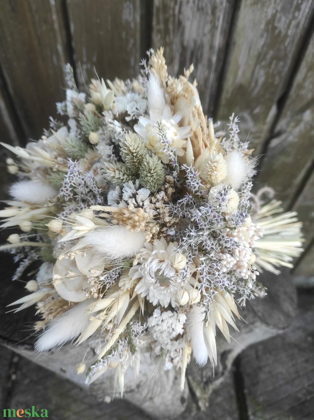 Szárazvirág csokor(bézs) - otthon & életmód - virágdekoráció - virágok - virágcsokor - Meska.hu