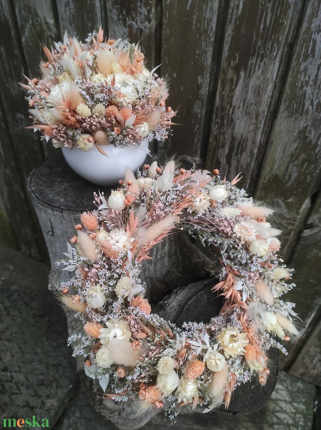 Tavaszi szárazvirág szett(barack) - otthon & életmód - dekoráció - ajtó- és ablak dekoráció - ajtódísz & kopogtató - Meska.hu