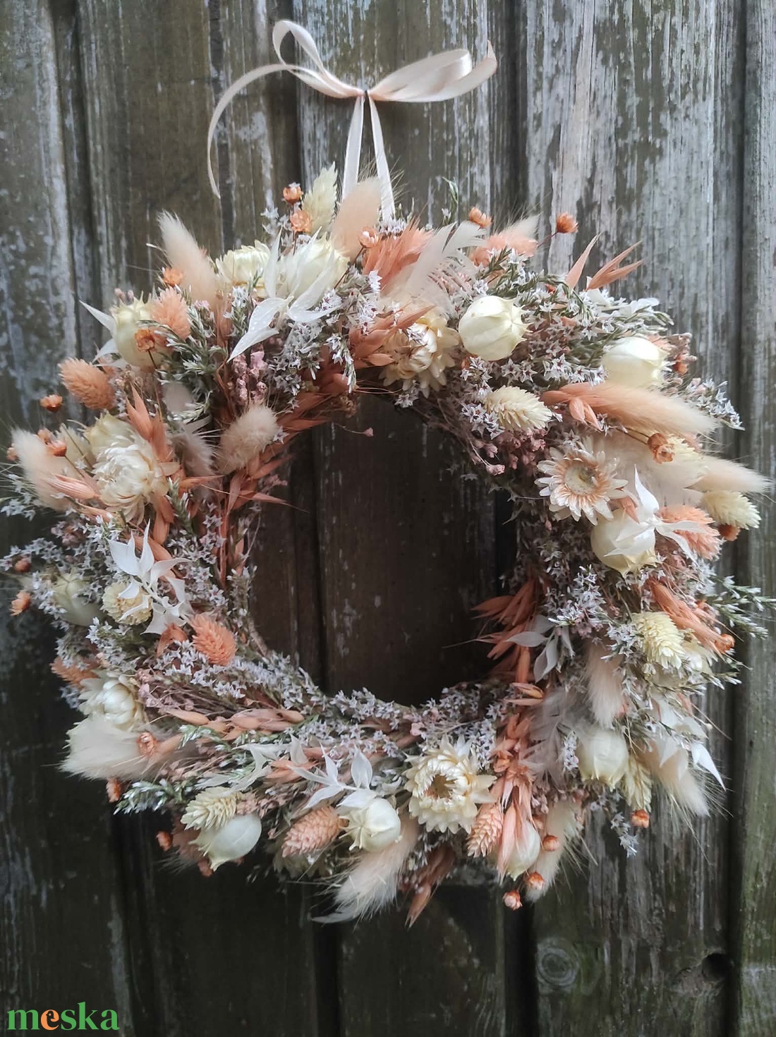 Tavaszi szárazvirág szett(barack) - otthon & életmód - dekoráció - ajtó- és ablak dekoráció - ajtódísz & kopogtató - Meska.hu