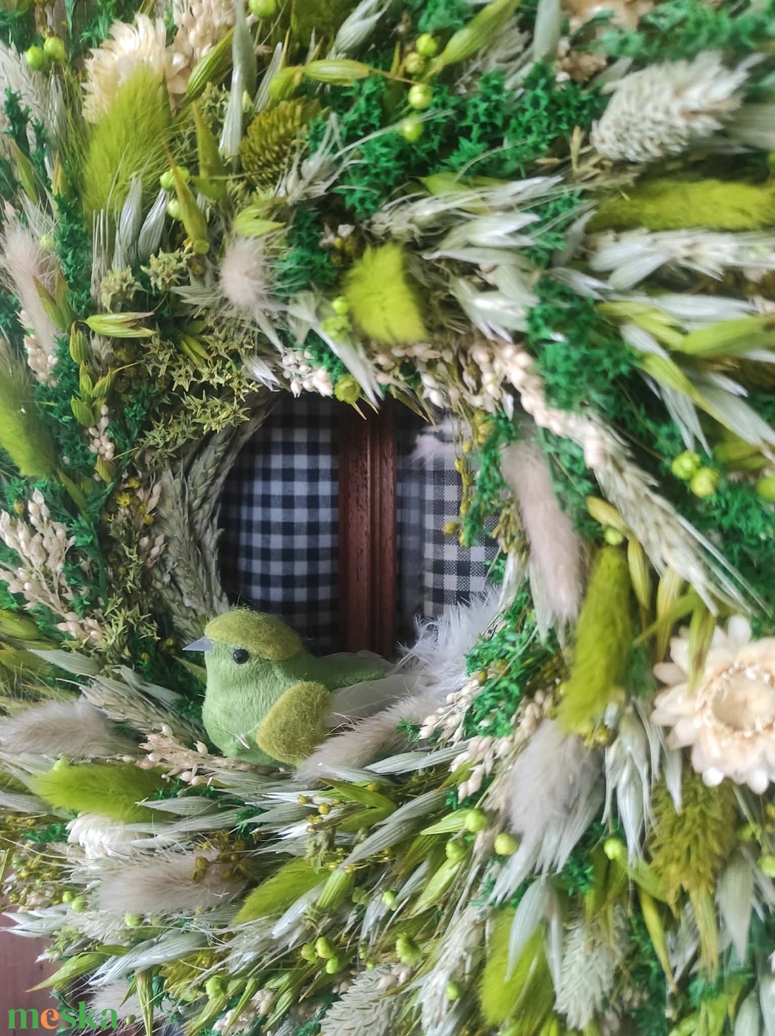 Tavaszi szárazvirág koszorú,ajtóísz(zöld) - otthon & életmód - dekoráció - ajtó- és ablak dekoráció - ajtódísz & kopogtató - Meska.hu