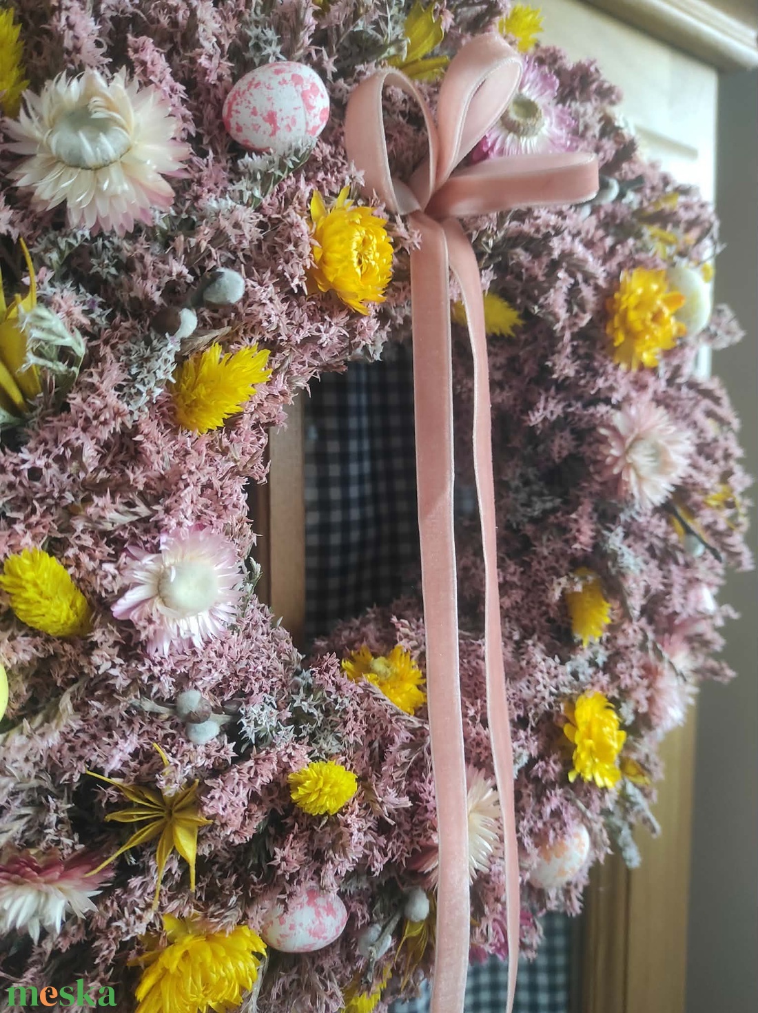 Tavaszi sóvirág koszorú,ajtódísz - otthon & életmód - dekoráció - ajtó- és ablak dekoráció - ajtódísz & kopogtató - Meska.hu