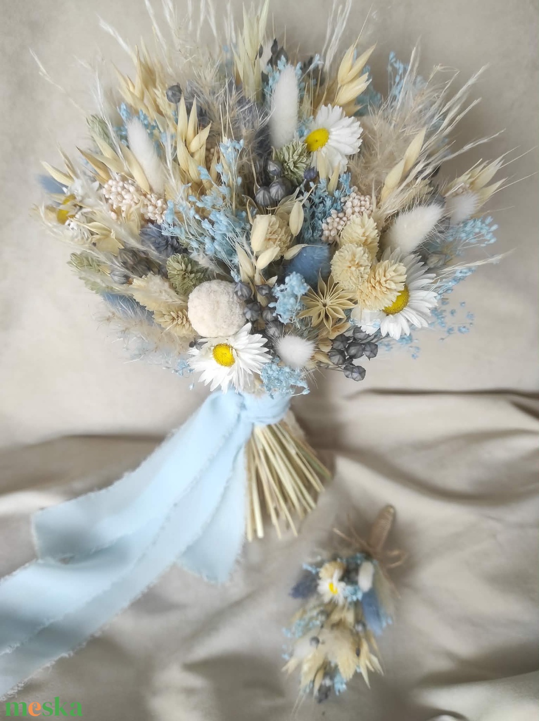 Menyasszonyi csokor kitűzővel(kék) - esküvő - menyasszonyi- és dobócsokor - Meska.hu