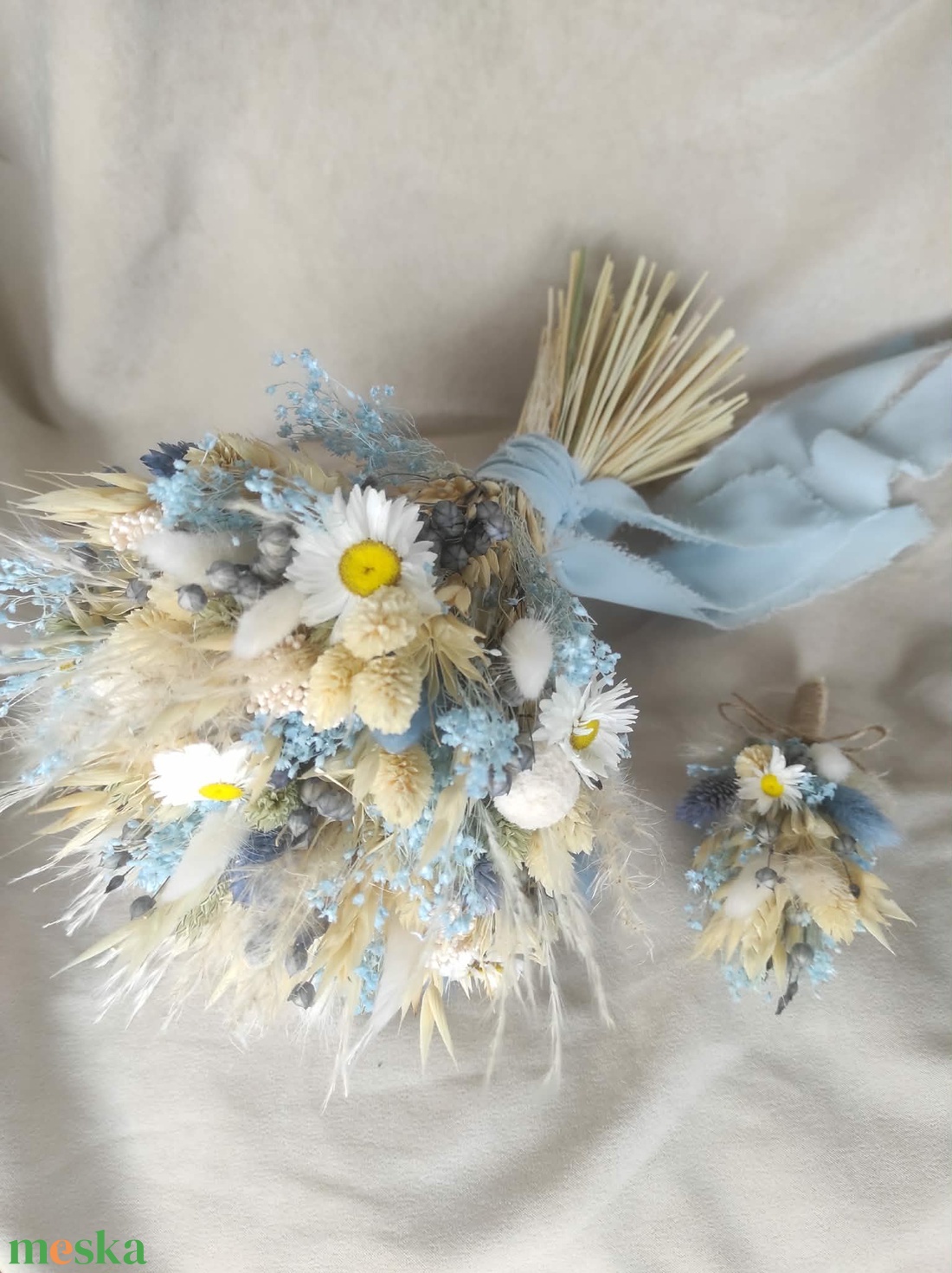 Menyasszonyi csokor kitűzővel(kék) - esküvő - menyasszonyi- és dobócsokor - Meska.hu