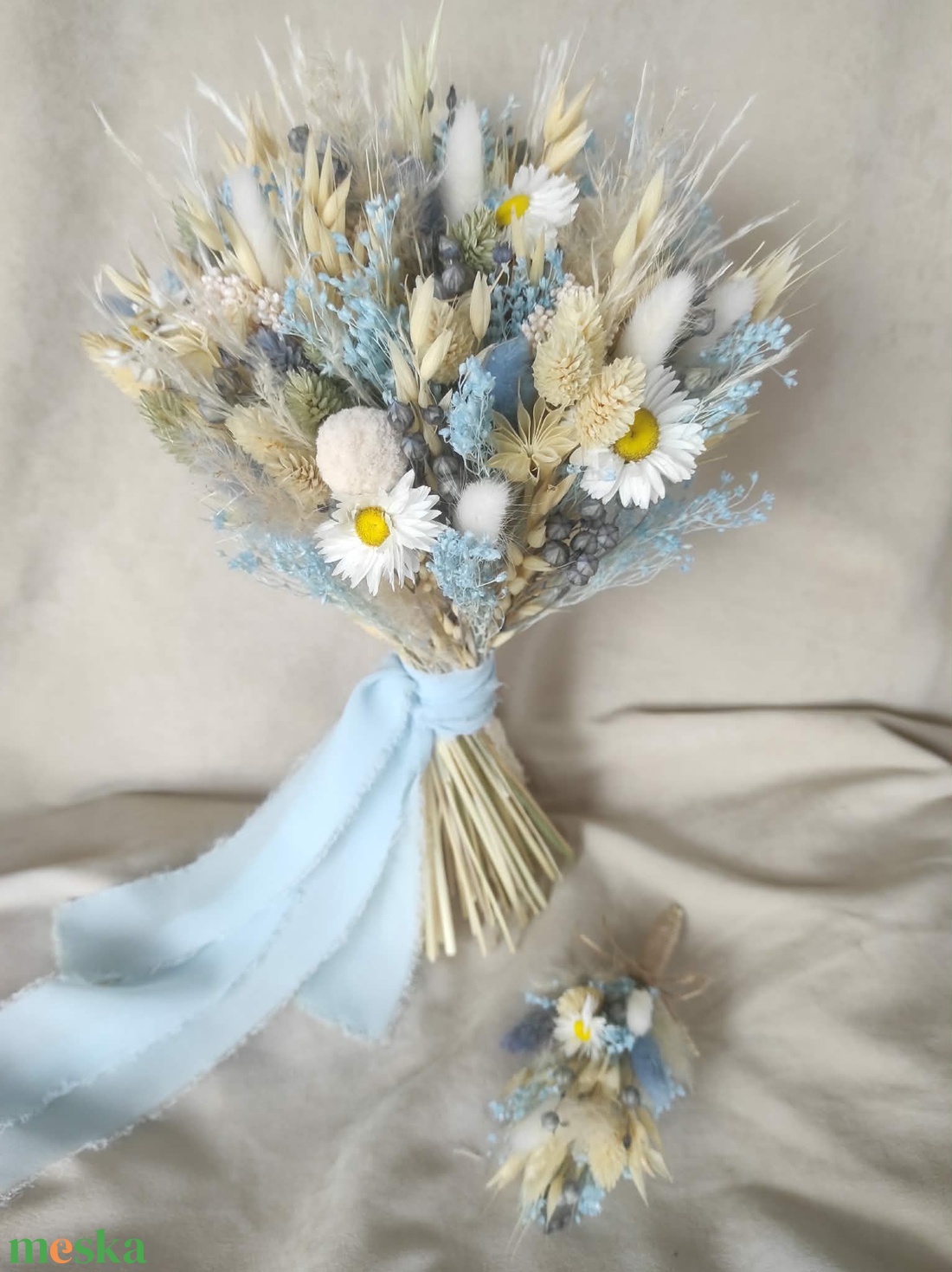 Menyasszonyi csokor kitűzővel(kék) - esküvő - menyasszonyi- és dobócsokor - Meska.hu