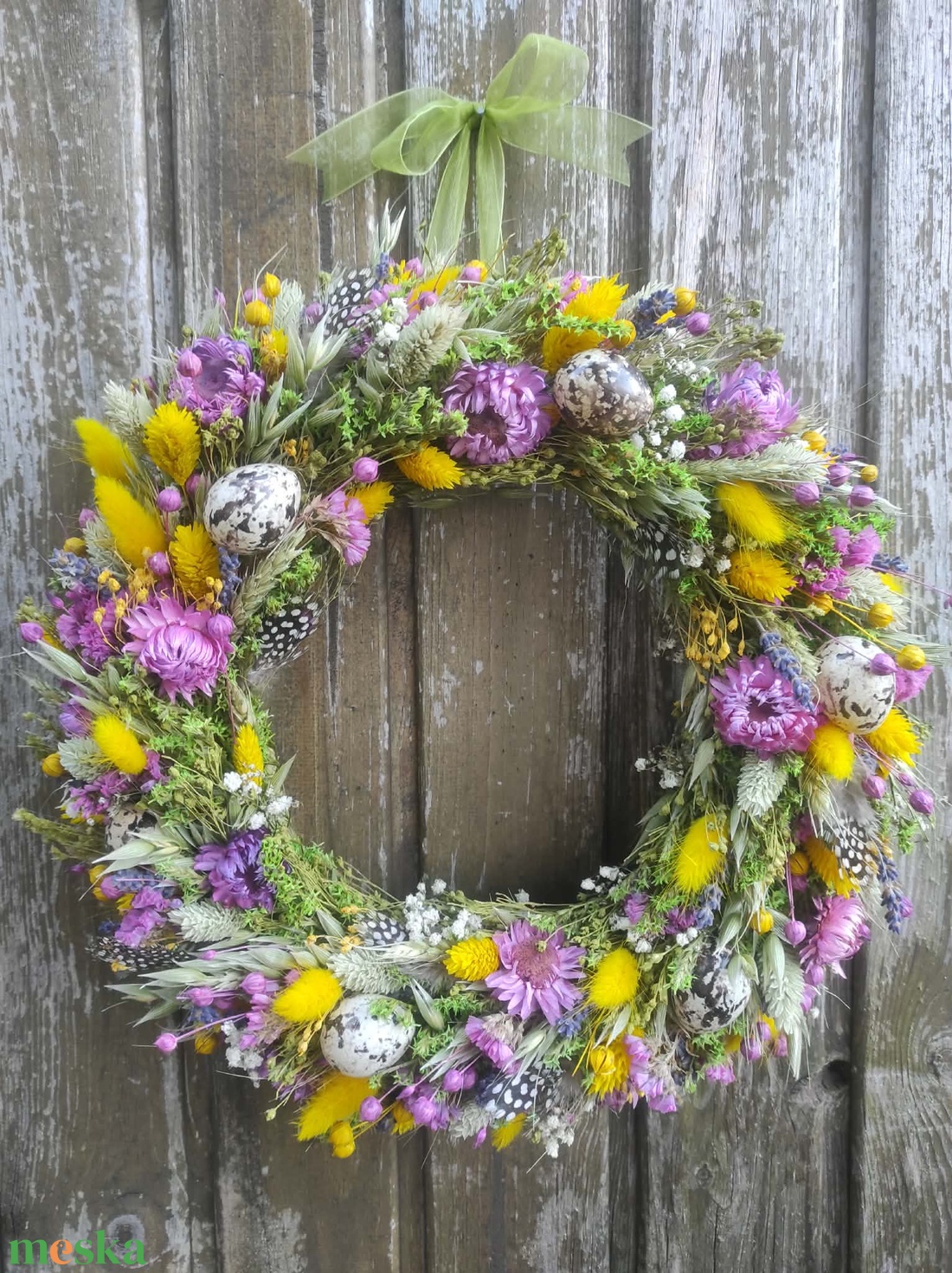 Tavaszi szárazvirág koszorú,ajtódísz(színes) - otthon & életmód - dekoráció - ajtó- és ablak dekoráció - ajtódísz & kopogtató - Meska.hu