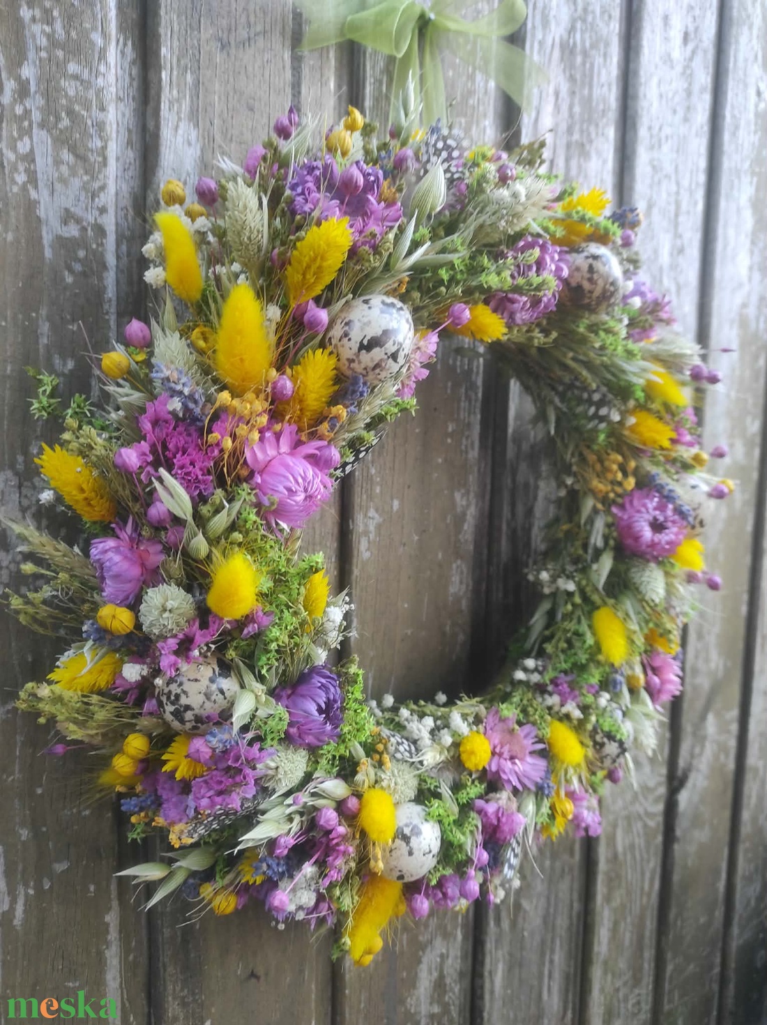 Tavaszi szárazvirág koszorú,ajtódísz(színes) - otthon & életmód - dekoráció - ajtó- és ablak dekoráció - ajtódísz & kopogtató - Meska.hu