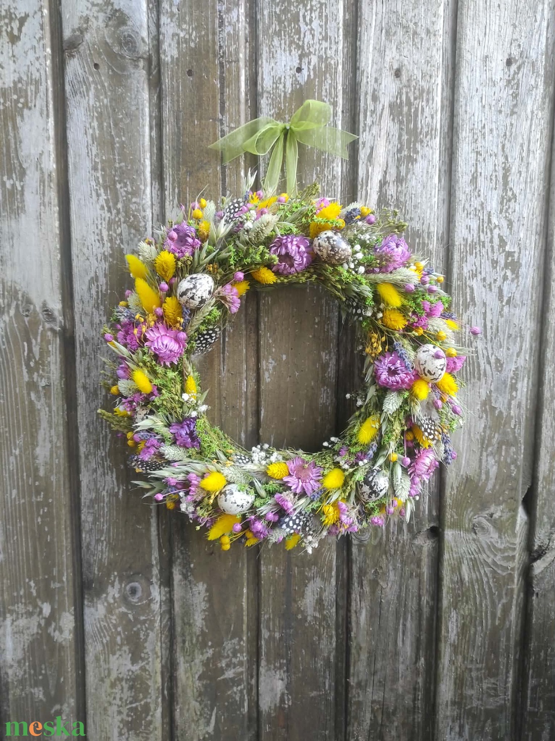Tavaszi szárazvirág koszorú,ajtódísz(színes) - otthon & életmód - dekoráció - ajtó- és ablak dekoráció - ajtódísz & kopogtató - Meska.hu