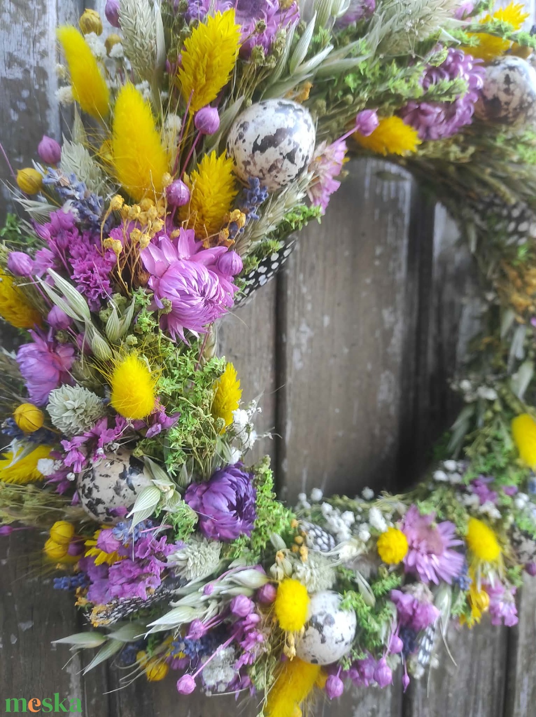 Tavaszi szárazvirág koszorú,ajtódísz(színes) - otthon & életmód - dekoráció - ajtó- és ablak dekoráció - ajtódísz & kopogtató - Meska.hu