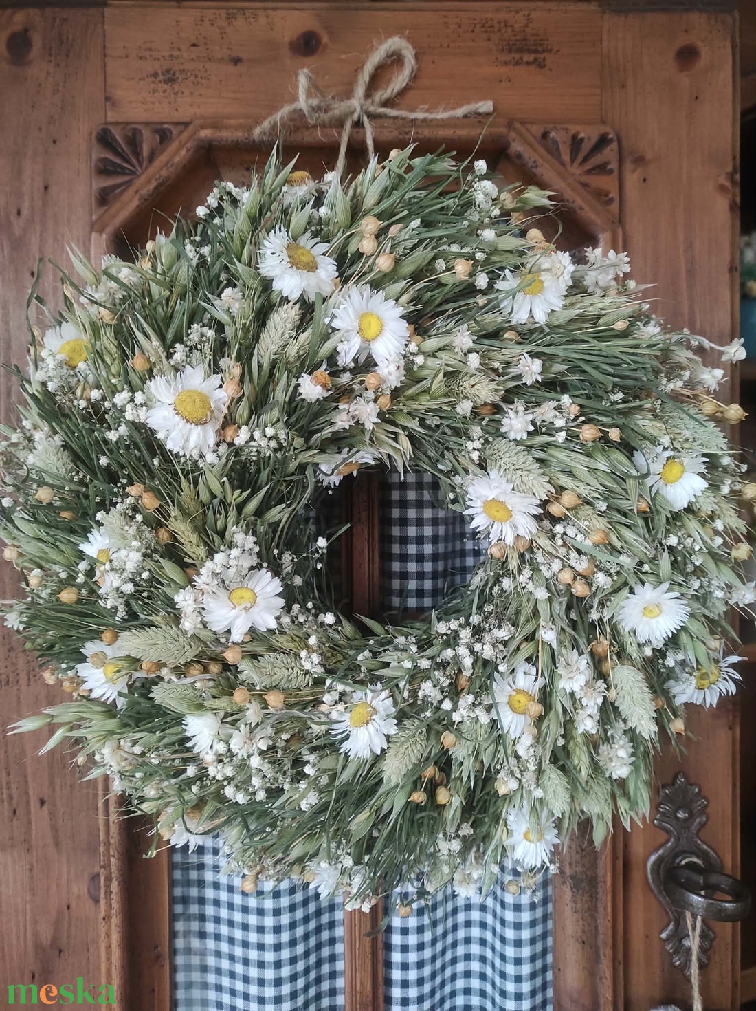 Natúr szárazvirág koszorú,ajtódísz - otthon & életmód - dekoráció - ajtó- és ablak dekoráció - ajtódísz & kopogtató - Meska.hu