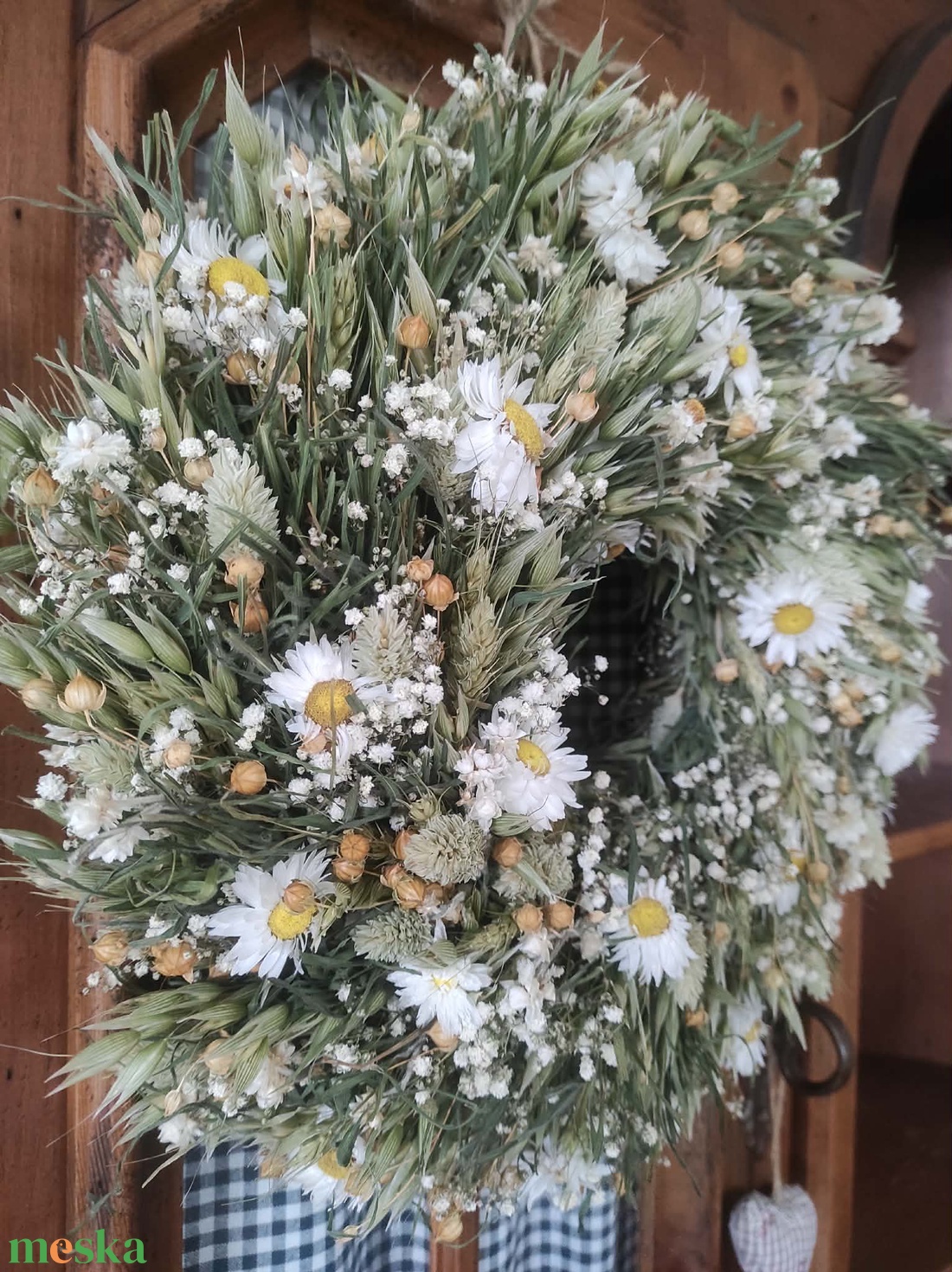 Natúr szárazvirág koszorú,ajtódísz - otthon & életmód - dekoráció - ajtó- és ablak dekoráció - ajtódísz & kopogtató - Meska.hu