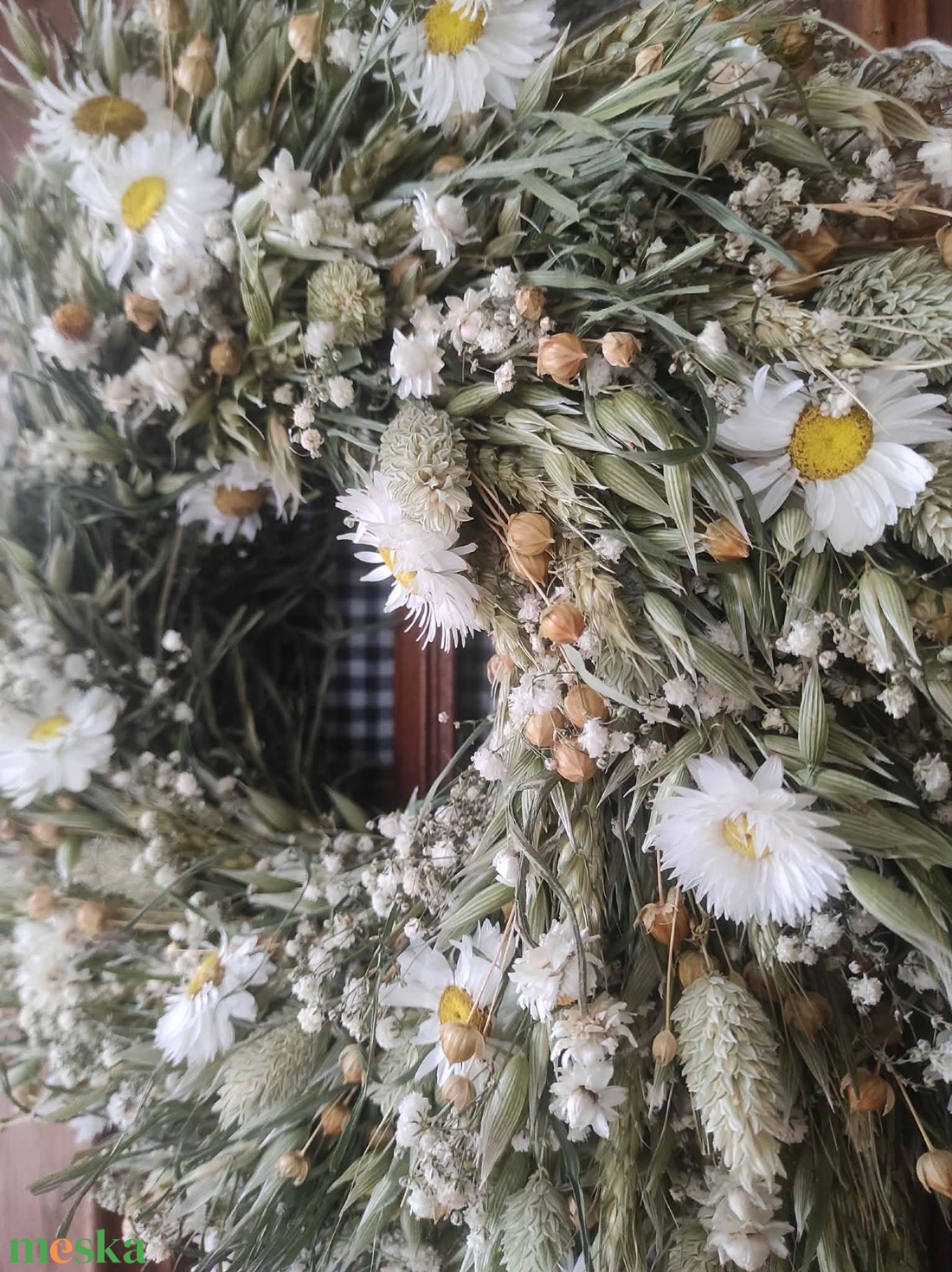 Natúr szárazvirág koszorú,ajtódísz - otthon & életmód - dekoráció - ajtó- és ablak dekoráció - ajtódísz & kopogtató - Meska.hu