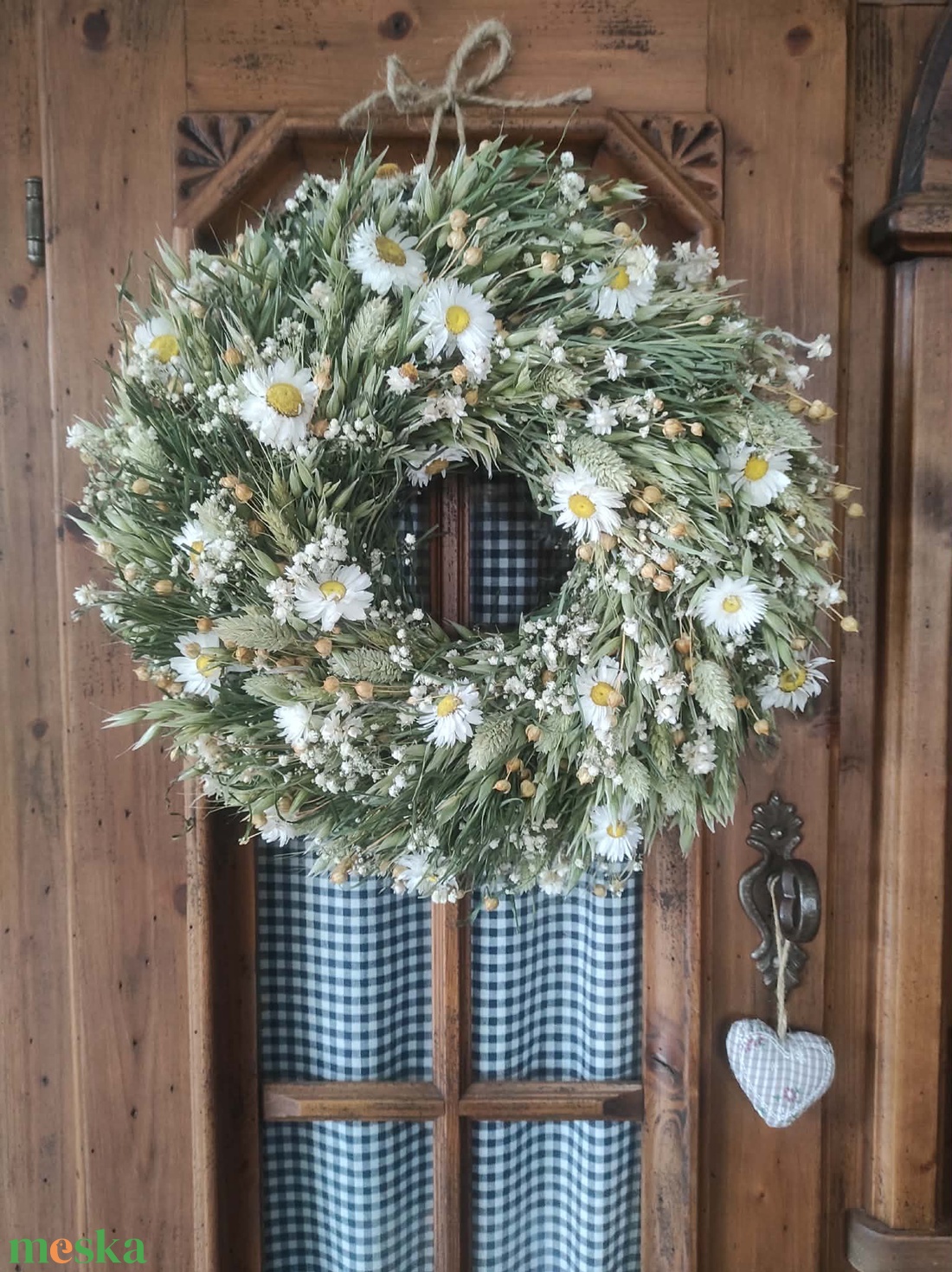 Natúr szárazvirág koszorú,ajtódísz - otthon & életmód - dekoráció - ajtó- és ablak dekoráció - ajtódísz & kopogtató - Meska.hu