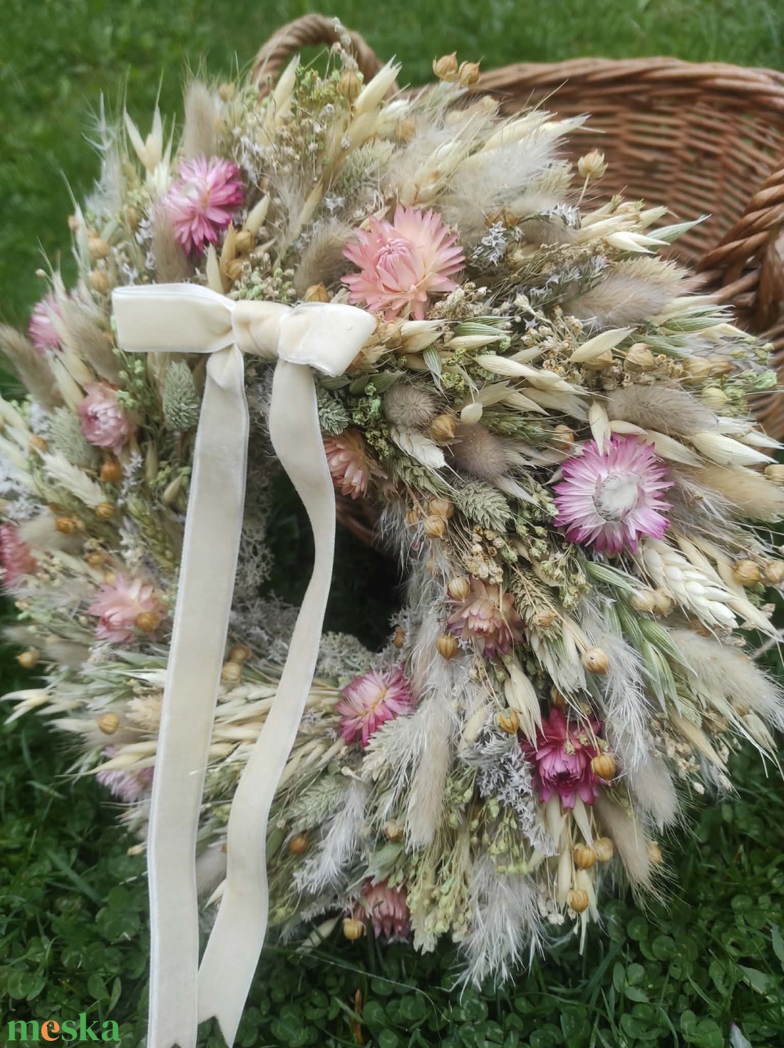 Szárazvirág koszorú,ajtódísz(natúr) - otthon & életmód - dekoráció - ajtó- és ablak dekoráció - ajtódísz & kopogtató - Meska.hu