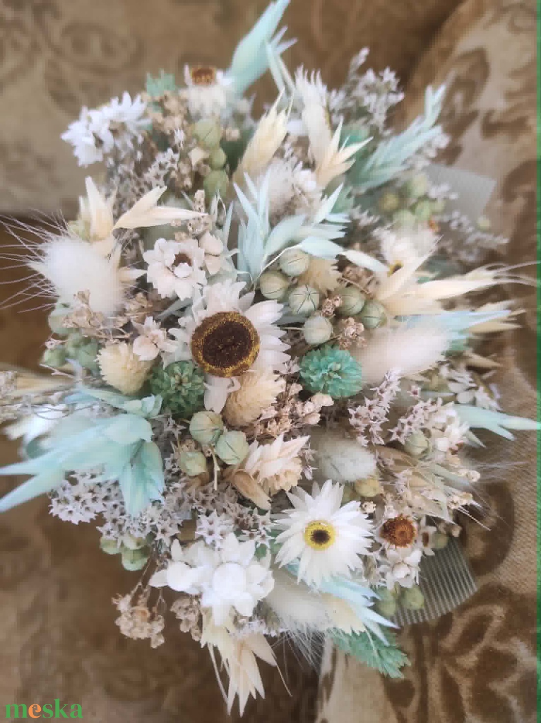 Szárazvirág csokor(türkiz) - otthon & életmód - virágdekoráció - virágok - virágcsokor - Meska.hu