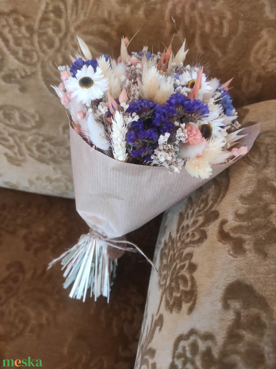 Szárazvirág csokor(barack) - otthon & életmód - virágdekoráció - virágok - virágcsokor - Meska.hu