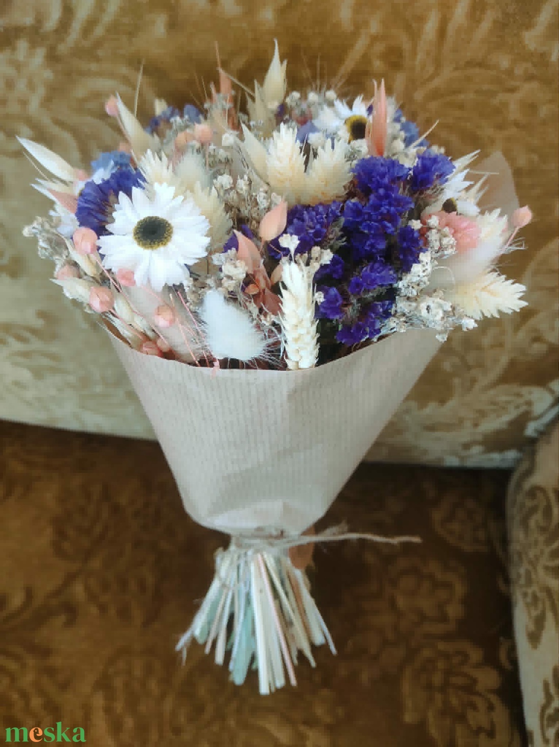 Szárazvirág csokor(barack) - otthon & életmód - virágdekoráció - virágok - virágcsokor - Meska.hu