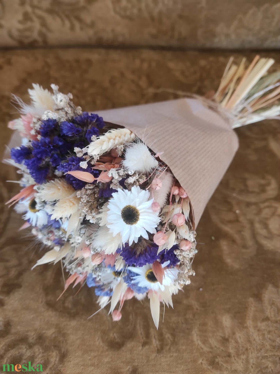 Szárazvirág csokor(barack) - otthon & életmód - virágdekoráció - virágok - virágcsokor - Meska.hu