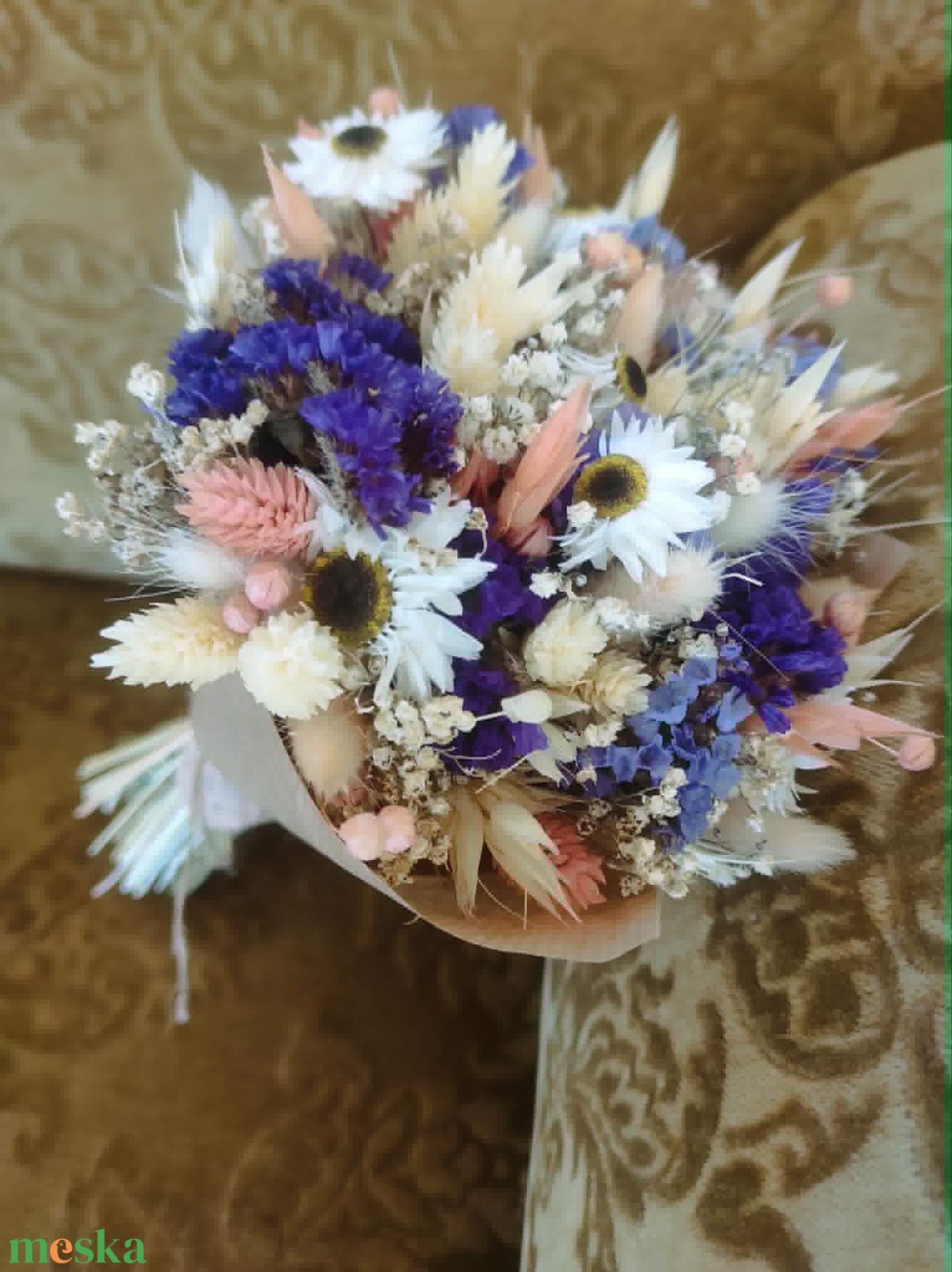 Szárazvirág csokor(barack) - otthon & életmód - virágdekoráció - virágok - virágcsokor - Meska.hu