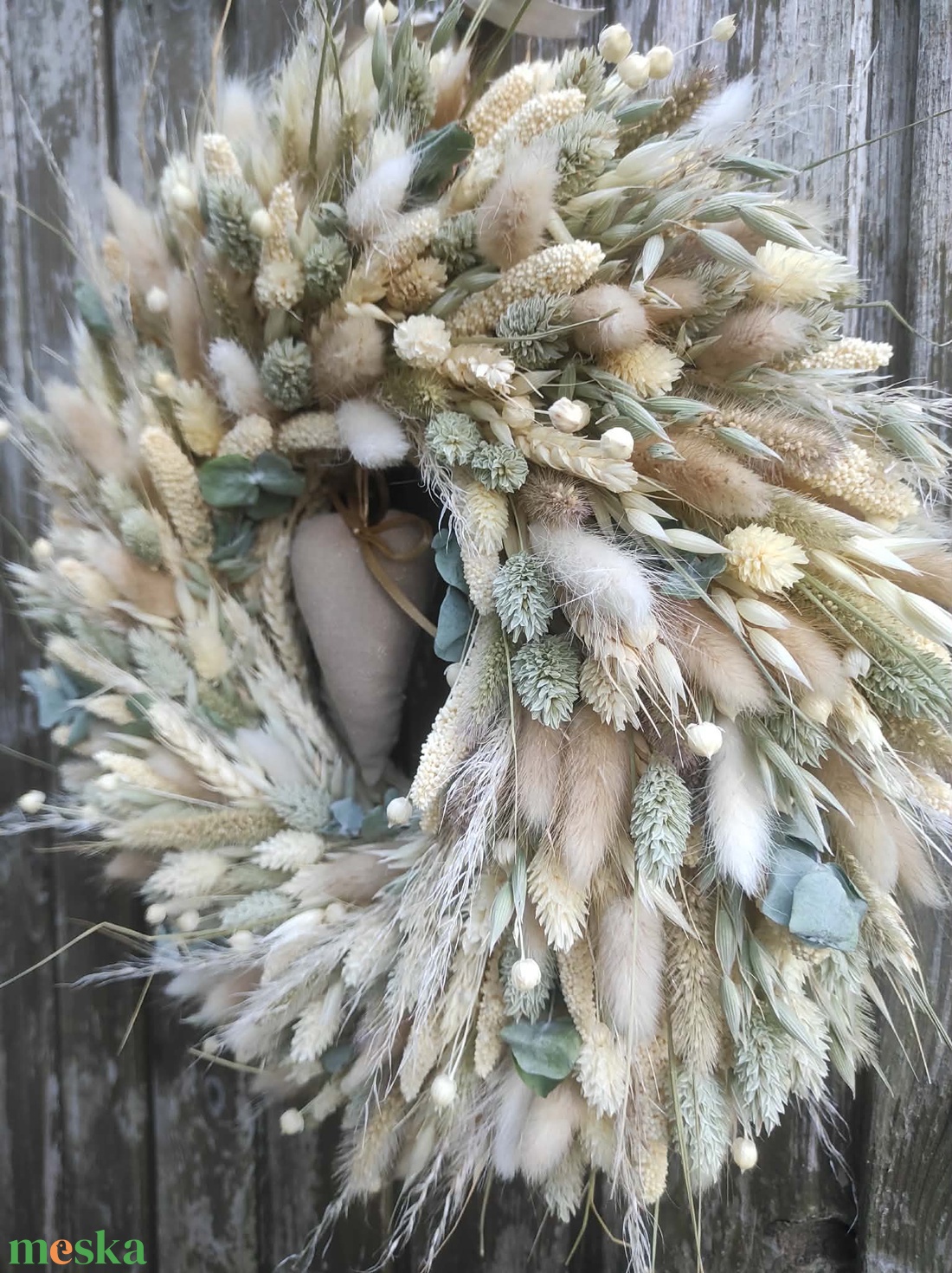 Szárazvirág koszorú ajtódísz(natúr-beige) - otthon & életmód - dekoráció - ajtó- és ablak dekoráció - ajtódísz & kopogtató - Meska.hu