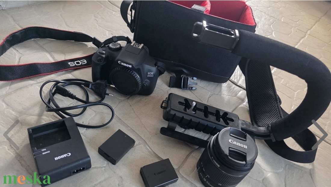Canon EOS 2000D + 18-55mm objektív + táska + SD - kellékek & szerszámok - szerszámok, eszközök - egyéb szerszám, eszköz - Meska.hu
