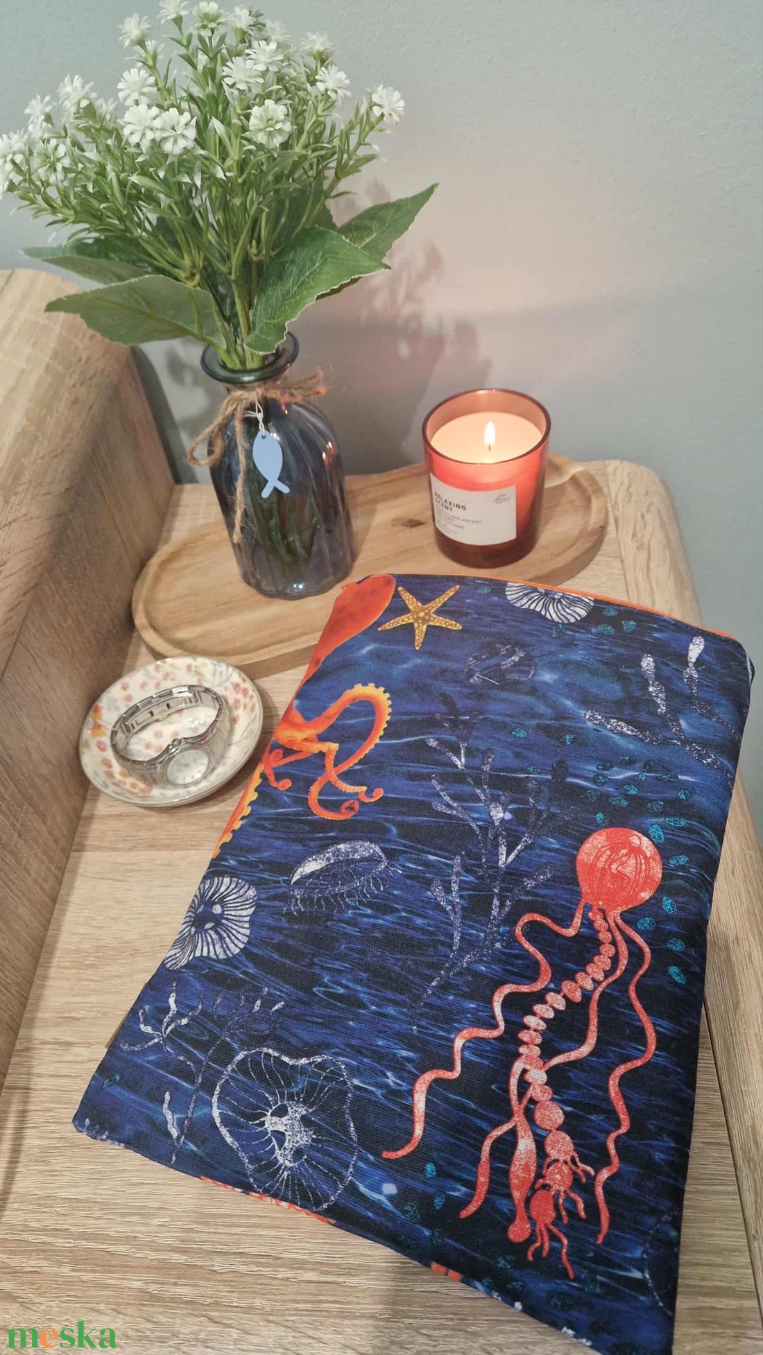 Tenger mintás könyvtok - könyv & zene - könyvtok - Meska.hu