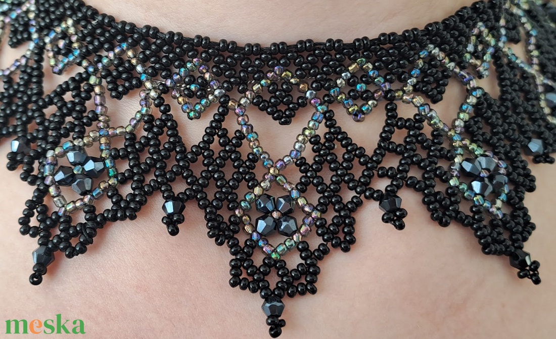 Ukrán csipkés gyöngygallér, nyaklánc - ékszer - nyaklánc - nyakpánt, gallér - Meska.hu