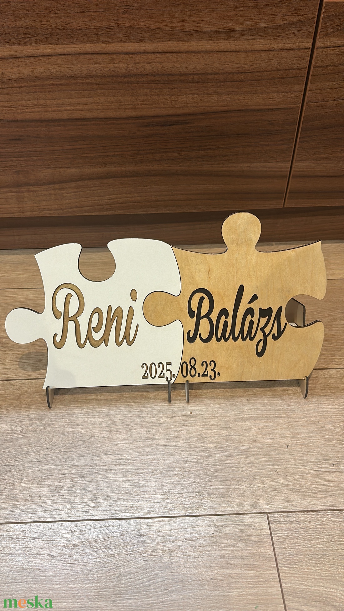 Személyre szabható páros puzzle  egyedi nevekkel és dátummal - esküvő - dekoráció - asztaldísz - Meska.hu