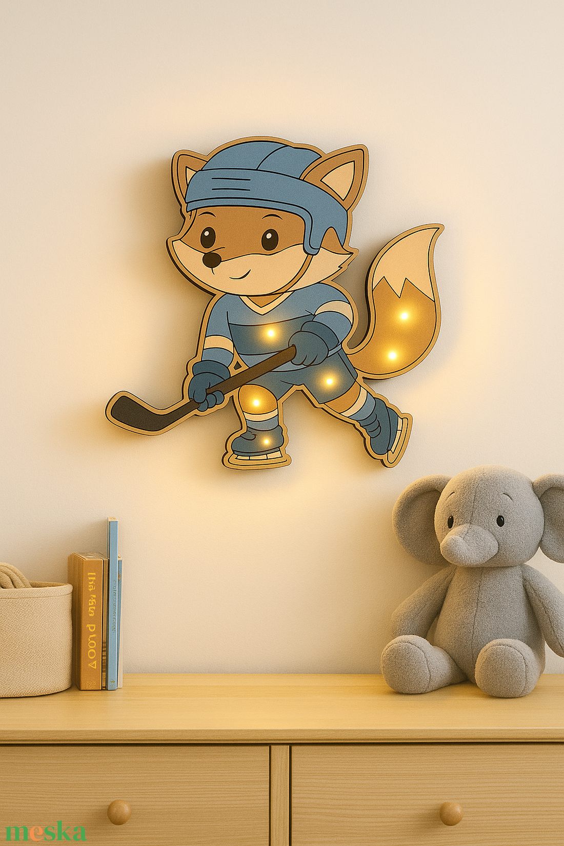 Jégkorongos Róka - LED-es hangulatlámpa gyerekszobába - otthon & életmód - lámpa - hangulatlámpa - Meska.hu