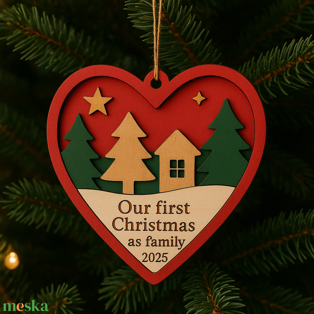 Családi karácsonyfadísz  Our First Christmas as Family - karácsony - karácsonyi lakásdekoráció - karácsonyfadíszek - Meska.hu
