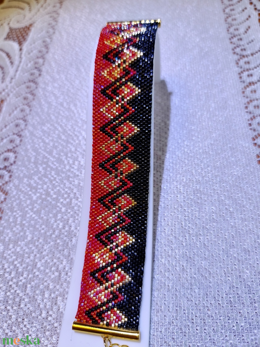 Lángoló éj - ékszer - karkötő - gyöngyös karkötő - Meska.hu