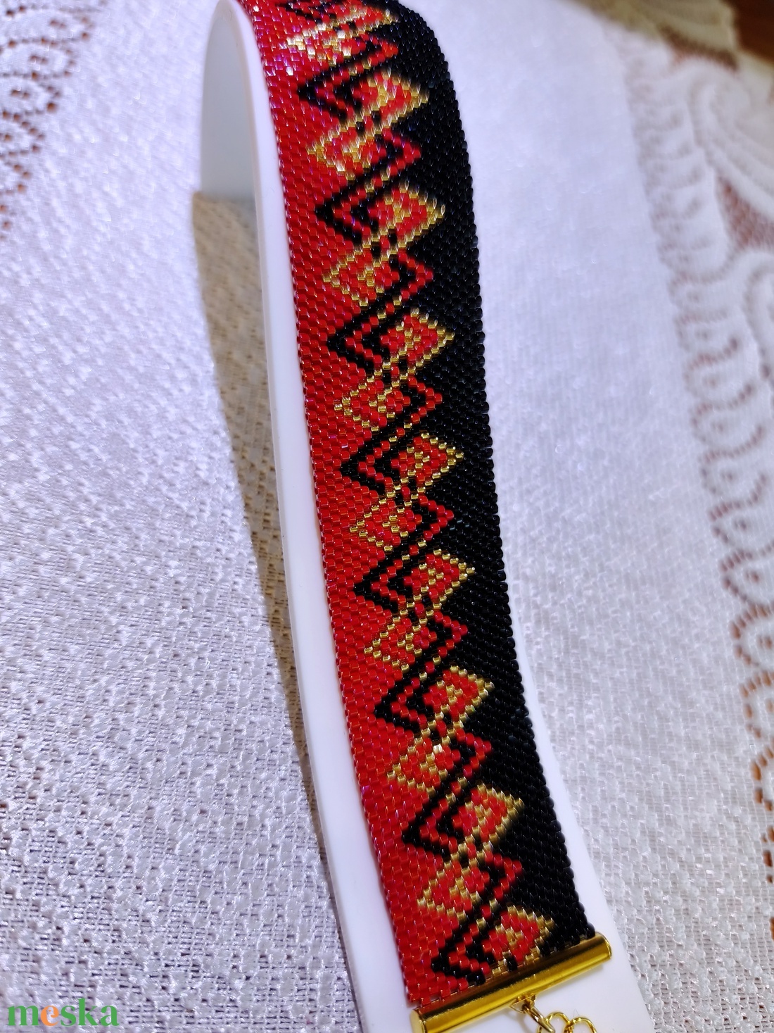 Lángoló éj - ékszer - karkötő - gyöngyös karkötő - Meska.hu