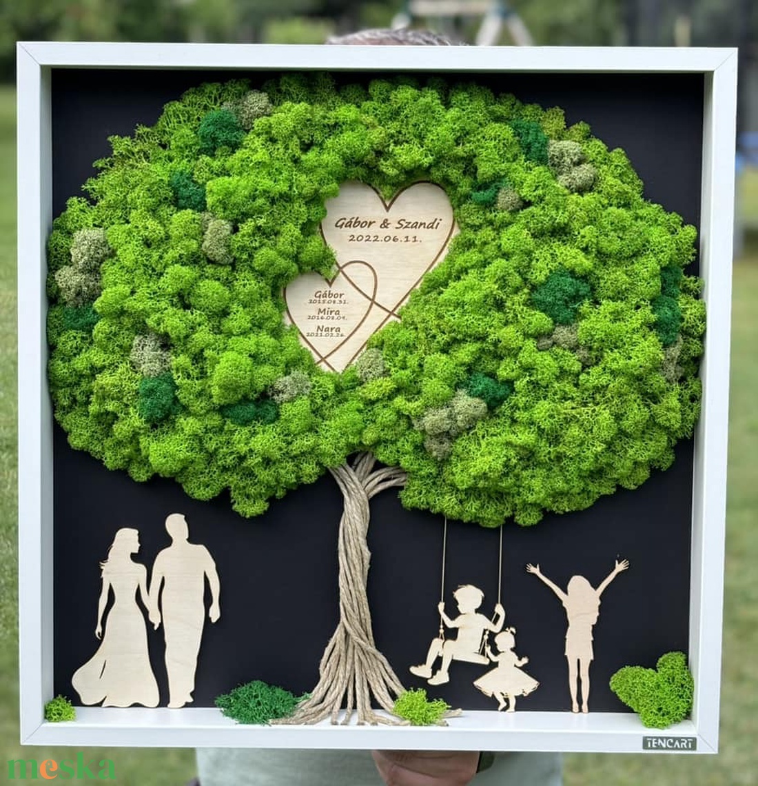 Természetes moha/zuzmó Családi kép -  50x50cm - otthon & életmód - dekoráció - fali és függő dekoráció - zuzmókép, mohakép - Meska.hu