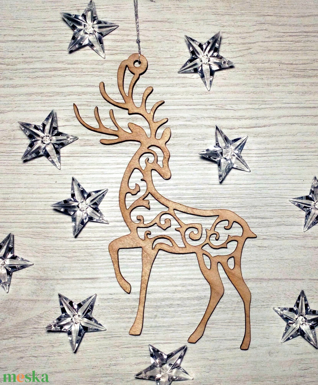 Fa szarvas karácsonyi dísz - karácsony - karácsonyi lakásdekoráció - karácsonyi lakásdíszek - Meska.hu