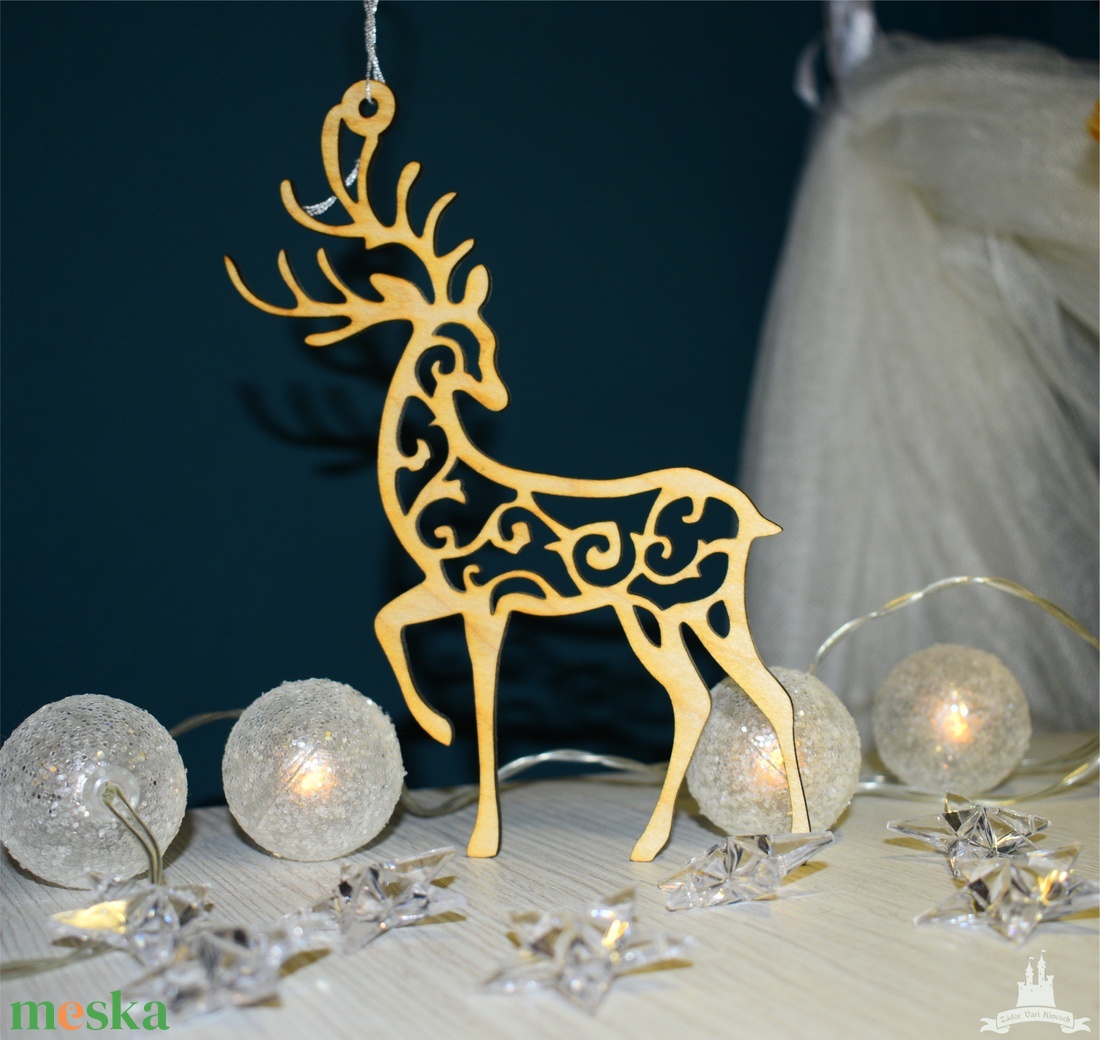 Fa szarvas karácsonyi dísz - karácsony - karácsonyi lakásdekoráció - karácsonyi lakásdíszek - Meska.hu