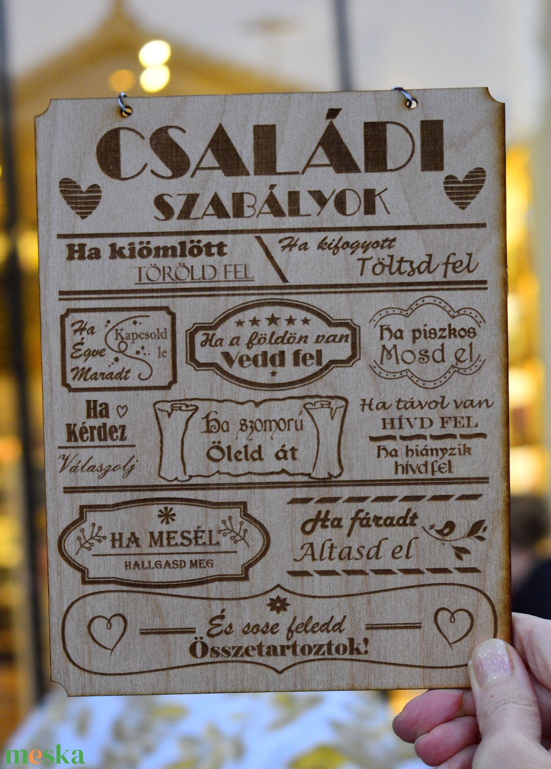 Családi szabályzat fa dekor vintage tábla  - otthon & életmód - dekoráció - fali és függő dekoráció - felirat - Meska.hu