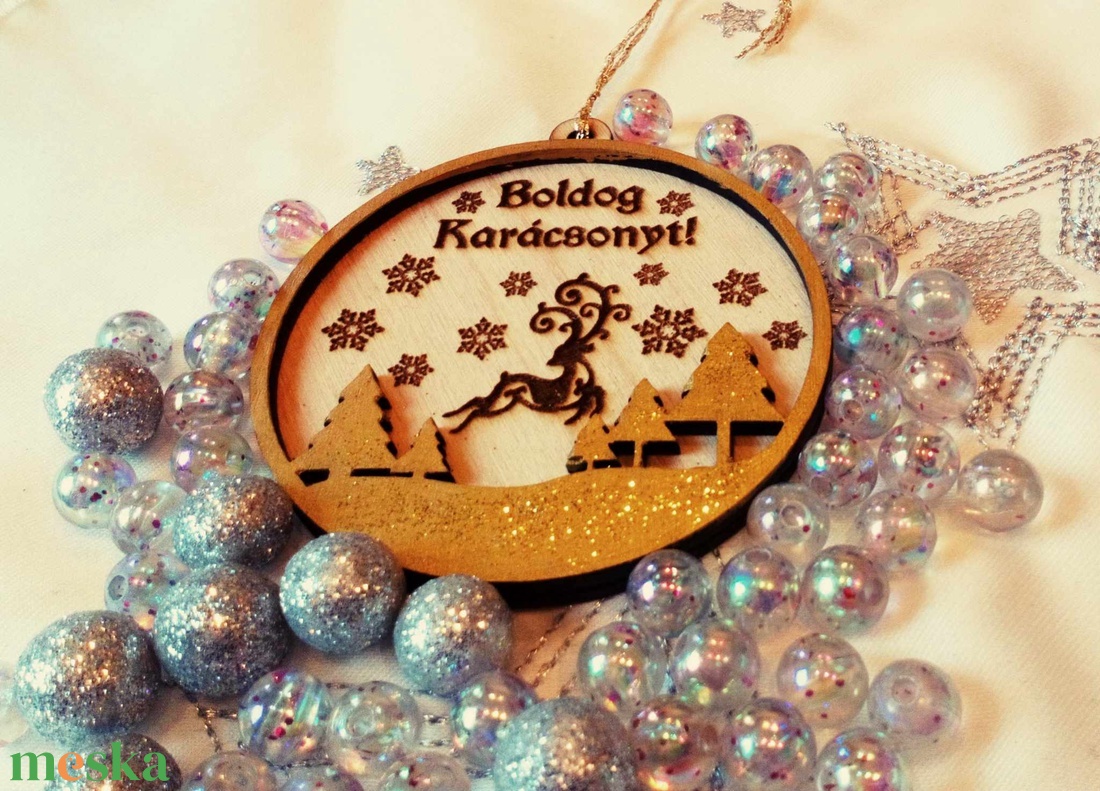 Szarvasos fa karácsonyi dísz szöveg gravírozással - karácsony - karácsonyi lakásdekoráció - karácsonyfadíszek - Meska.hu