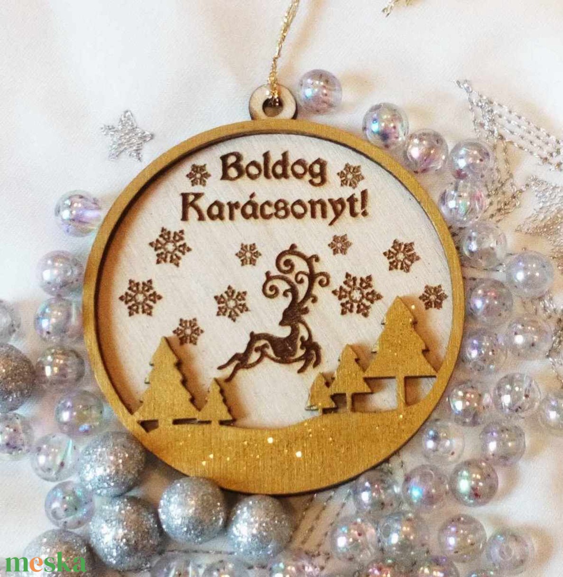 Szarvasos fa karácsonyi dísz szöveg gravírozással - karácsony - karácsonyi lakásdekoráció - karácsonyfadíszek - Meska.hu