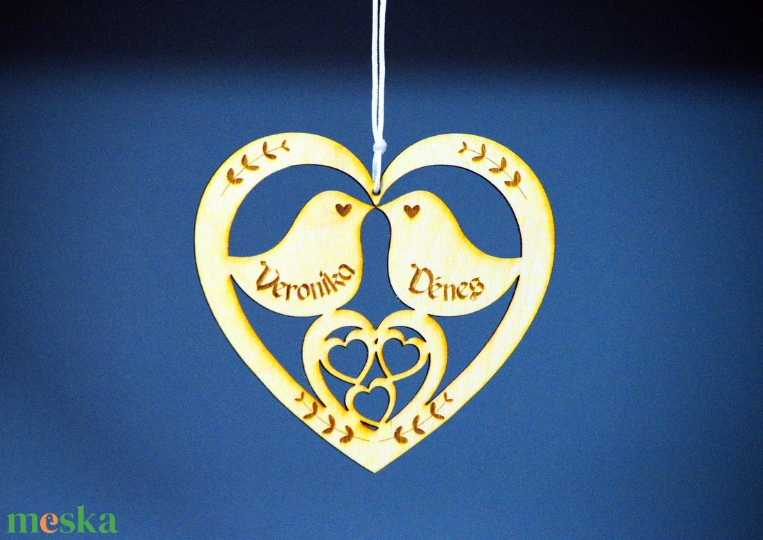 Szív dekoráció névgravírozással - esküvő - emlék & ajándék - köszönőajándék - Meska.hu