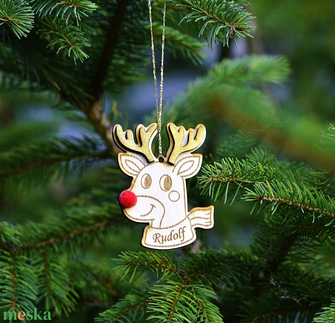 Szarvasos fa karácsonyfa dísz név gravírozással - karácsony - karácsonyi lakásdekoráció - karácsonyfadíszek - Meska.hu