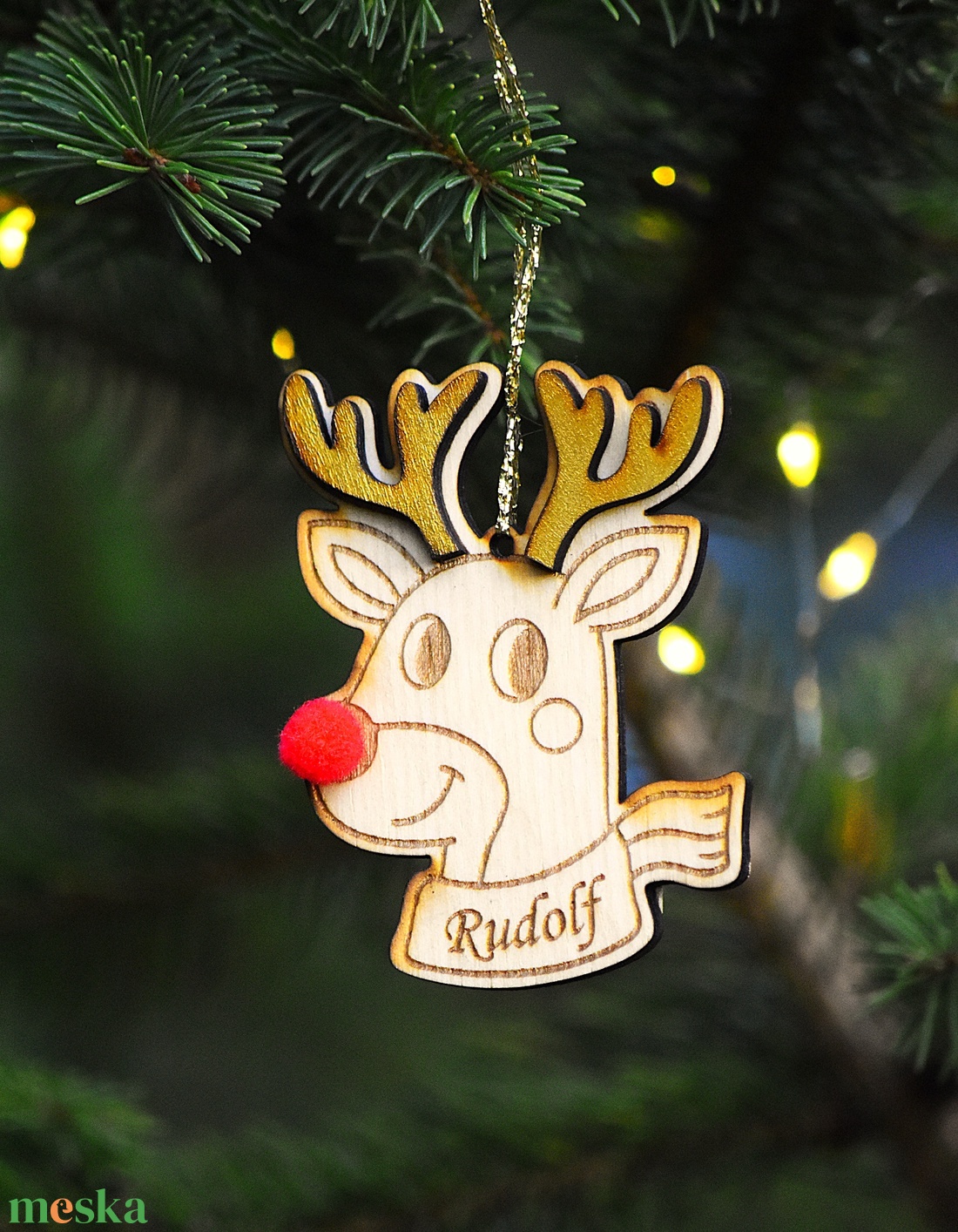 Szarvasos fa karácsonyfa dísz név gravírozással - karácsony - karácsonyi lakásdekoráció - karácsonyfadíszek - Meska.hu